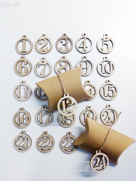 Adventskalender Set Holzahlen/Geschenkboxen braun